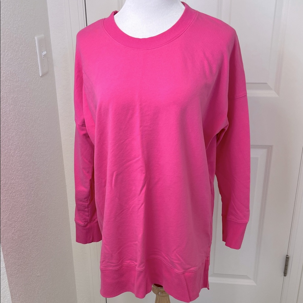 LuLaRoe Hannah Hot Pink Crewneck Sweatshirt Tunic Large 12-14